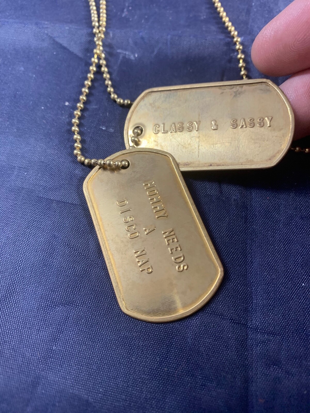 DOG TAG NECKLACES VINTAGE FUNNY GOLD COLOR FUNNY QUOTES ON EACH