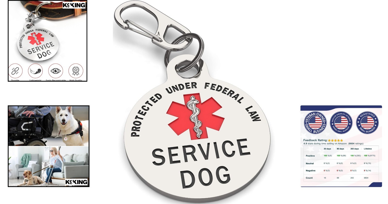 Heavy-Duty Service Dog ID Tag – 1.25 Inches, Red Medical Alert, Easy Attachment