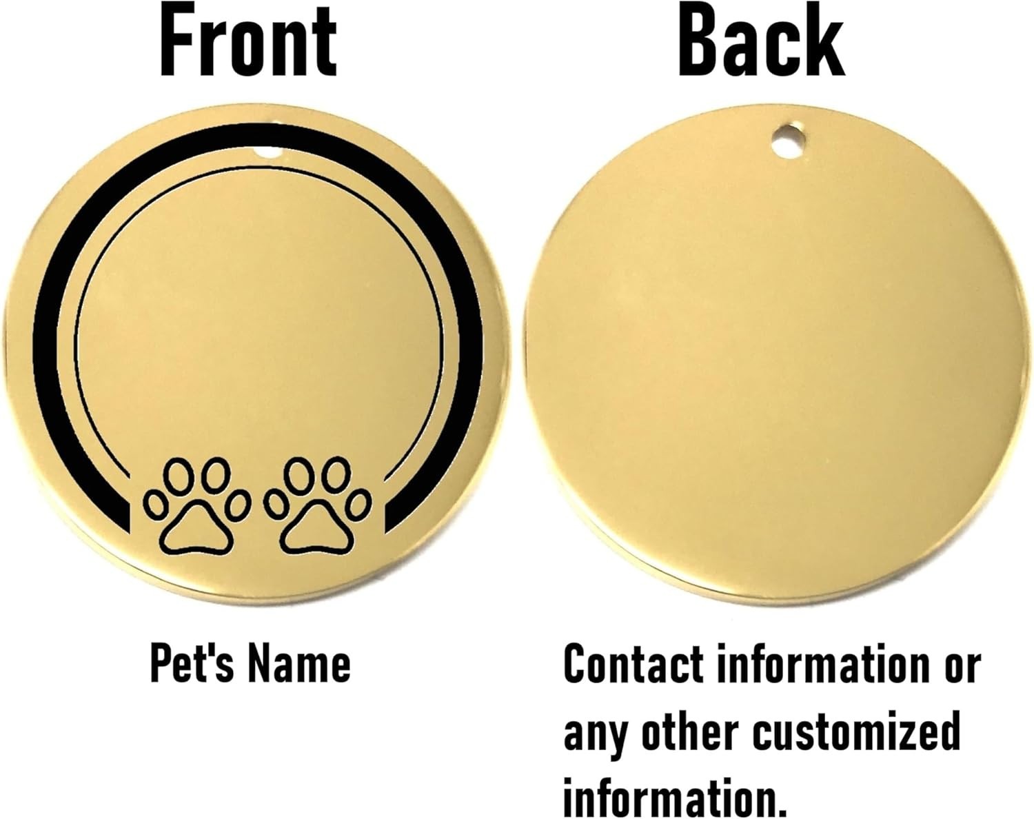 Custom 2 Paws Pet ID Tags for Dog or Cat Collar – Laser Etched Cute Name Tag