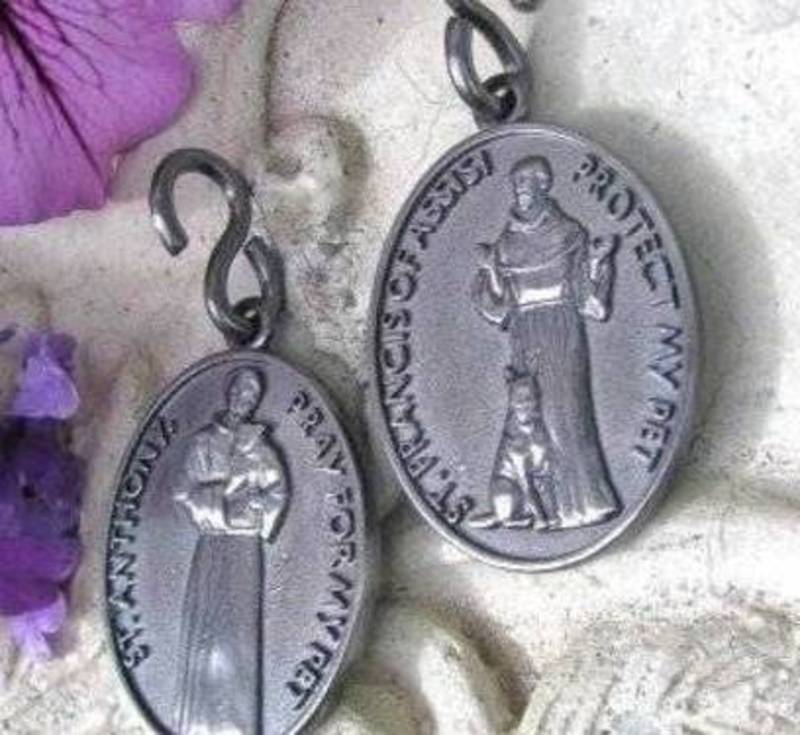 Dog or Cat Pet Medal Charm Tag 1 inch St. Anthony and St. Francis of Assisi