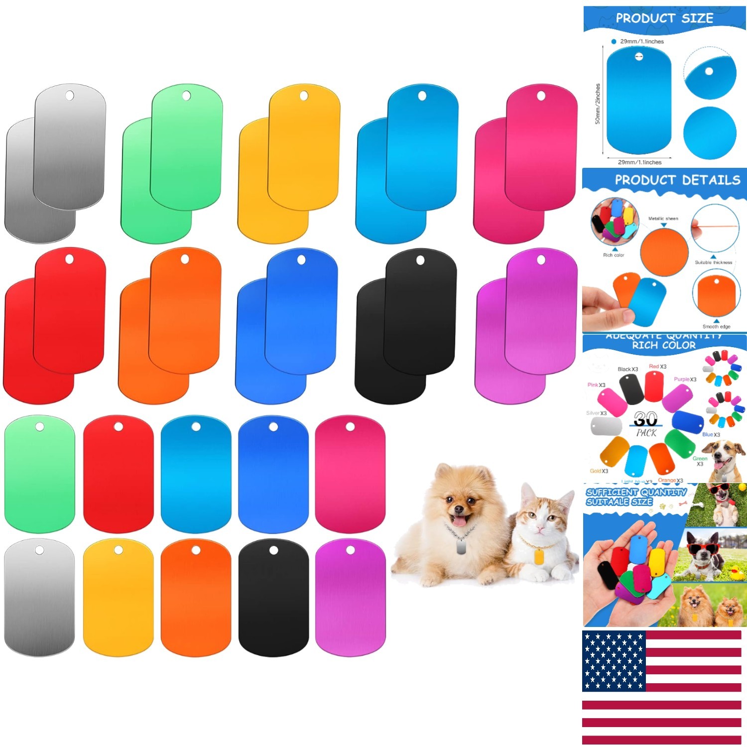 Durable 30-Pack Blank Aluminum Dog Tags – Perfect for DIY Crafts and Gifts