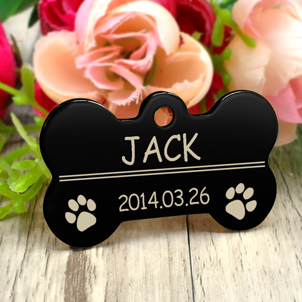 Stainless Steel Personalized Dog Tag Bone Shape Pet Dog ID Name Phone Engraved