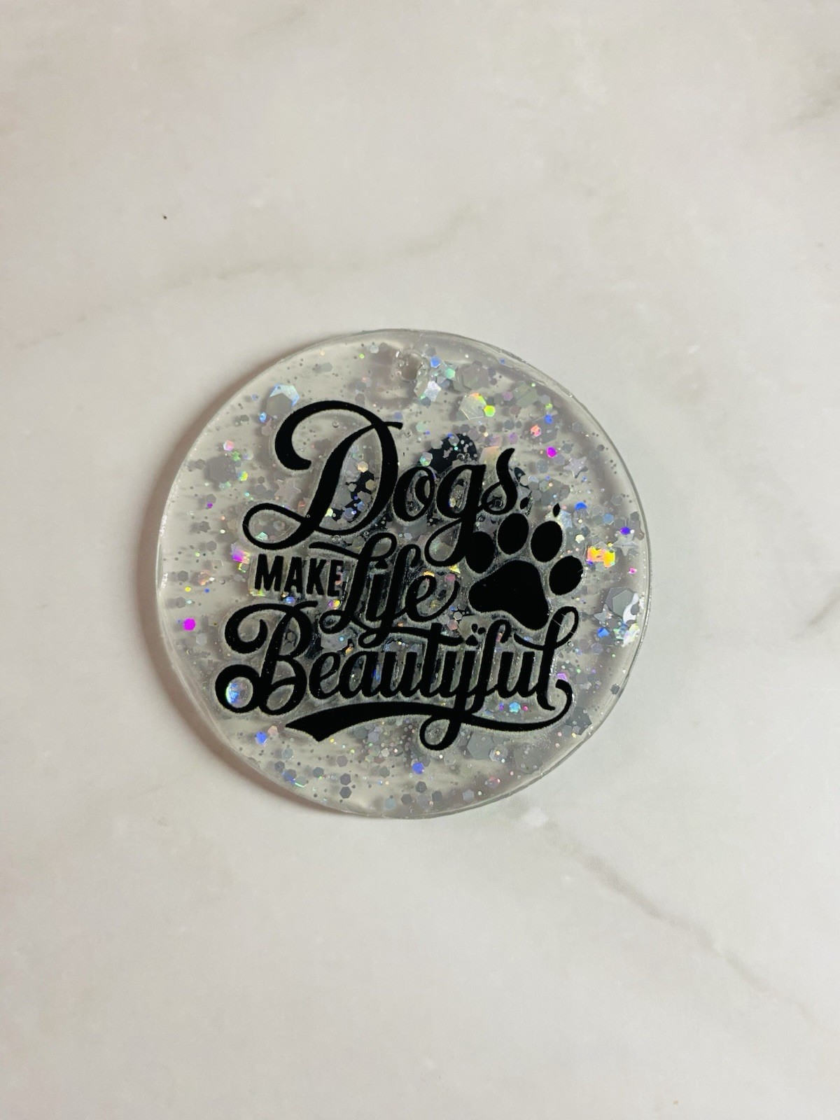 Personalized Pet Name Paw Print Resin Keychain – Custom Glitter Dog Cat Charm