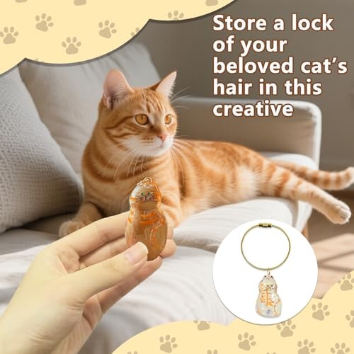 6PCS Cat Fur Keepsake Storage Bottle Pet Memorial Keychain