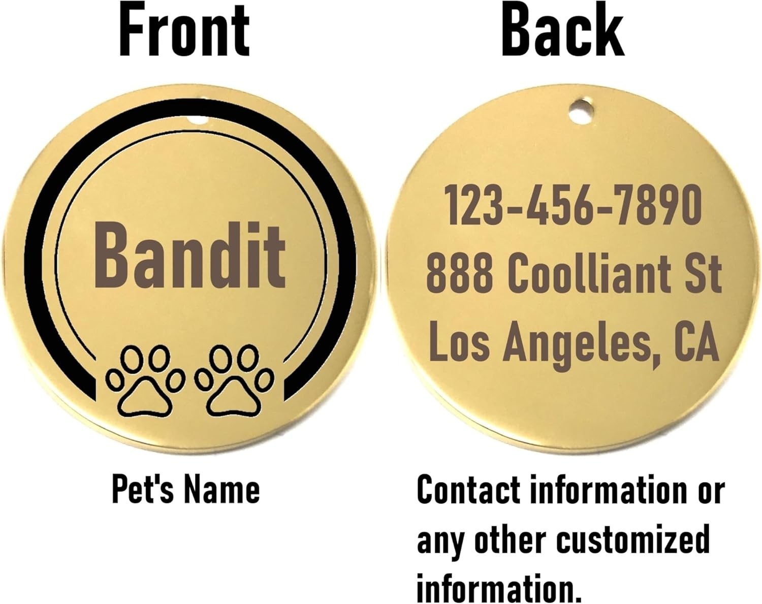 Custom 2 Paws Pet ID Tags for Dog or Cat Collar – Laser Etched Cute Name Tag
