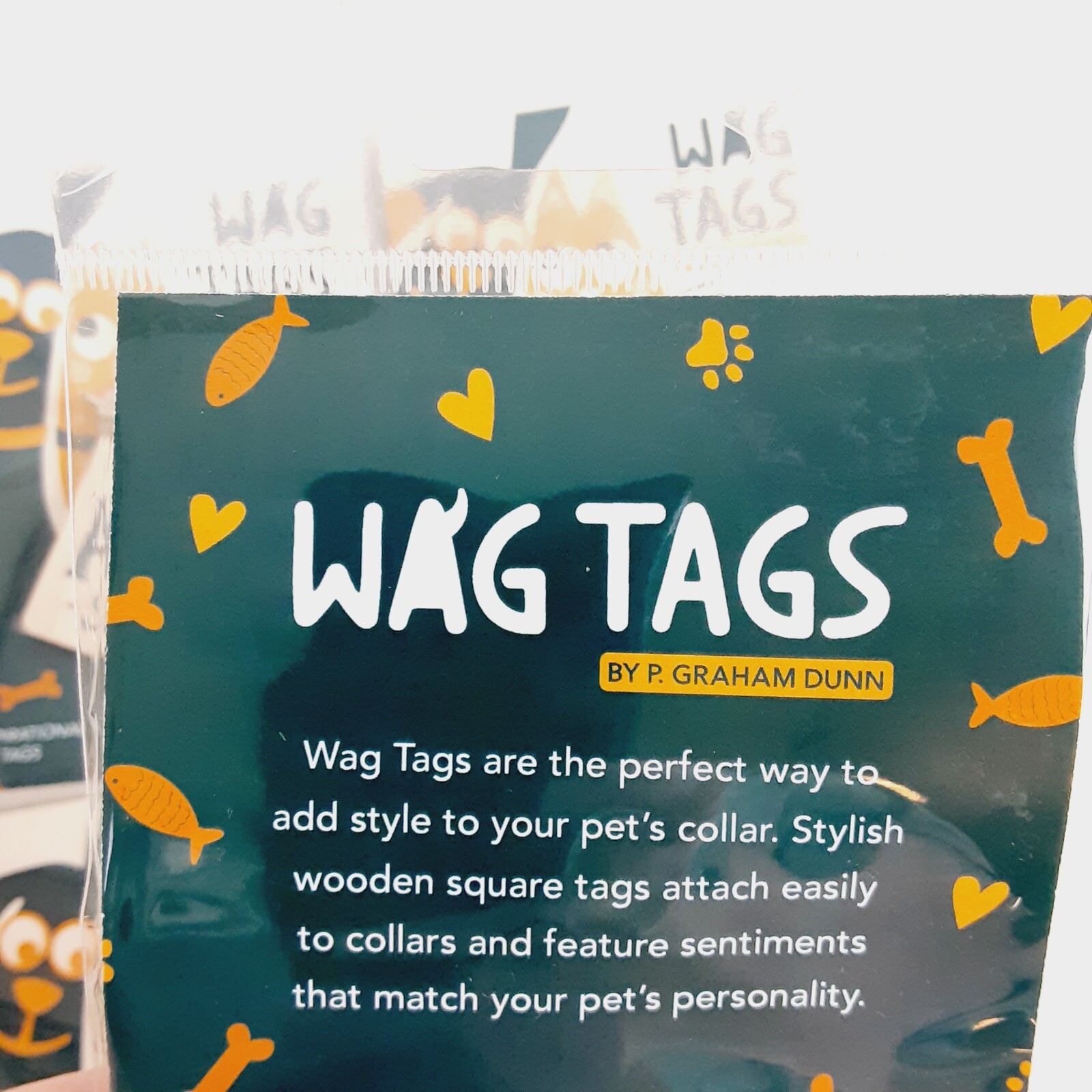P Graham Dunn WAG TAGS Pet Collar Charms Wooden Square 1.5″ Assorted Set of 4
