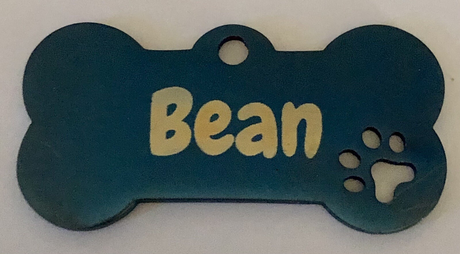 Dog Tag Personalized Custom Engraved – Bone w/ Paw (Choice of Color) 2 Sided