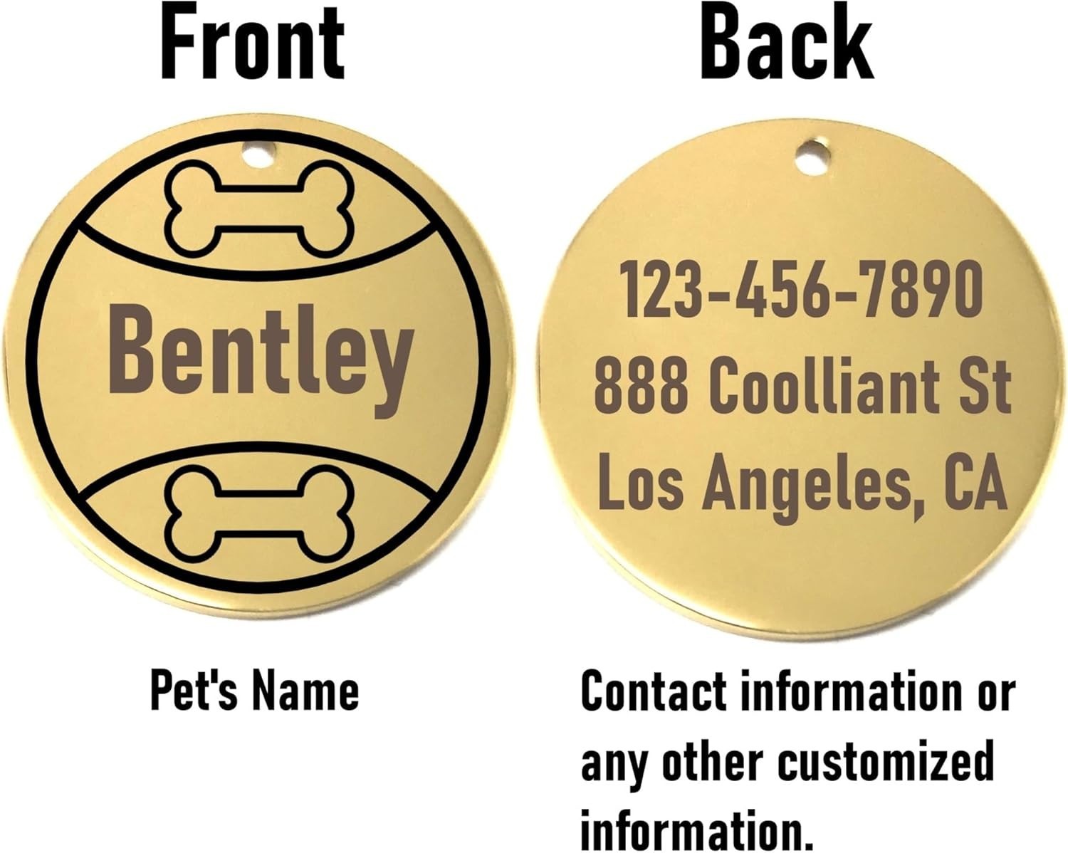 Personalized Play Ball Pet ID Tag -Laser Engraved Name Tag for Dog or Cat Collar