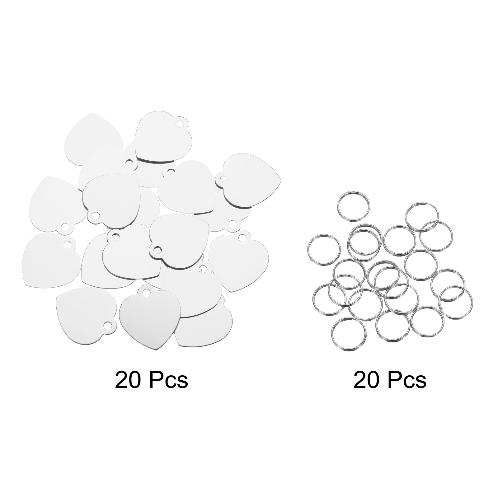 Pet ID Tags, Engraving Tags, Heart-Shape Dog ID Tag, Silver Blank Tags, 20pcs