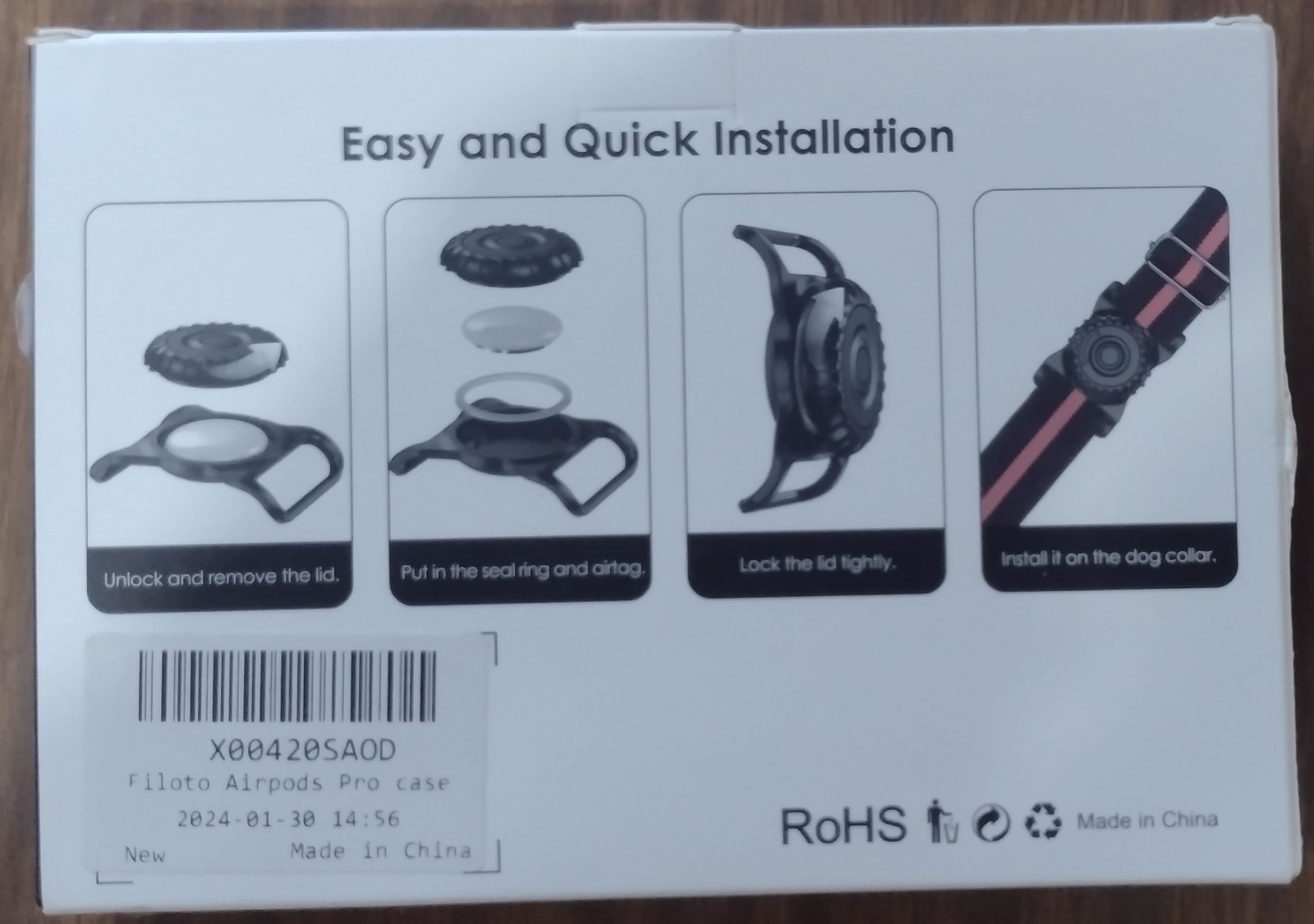 Filoto Waterproof AirTag Dog Collar Holder New In Pack :BD25-14