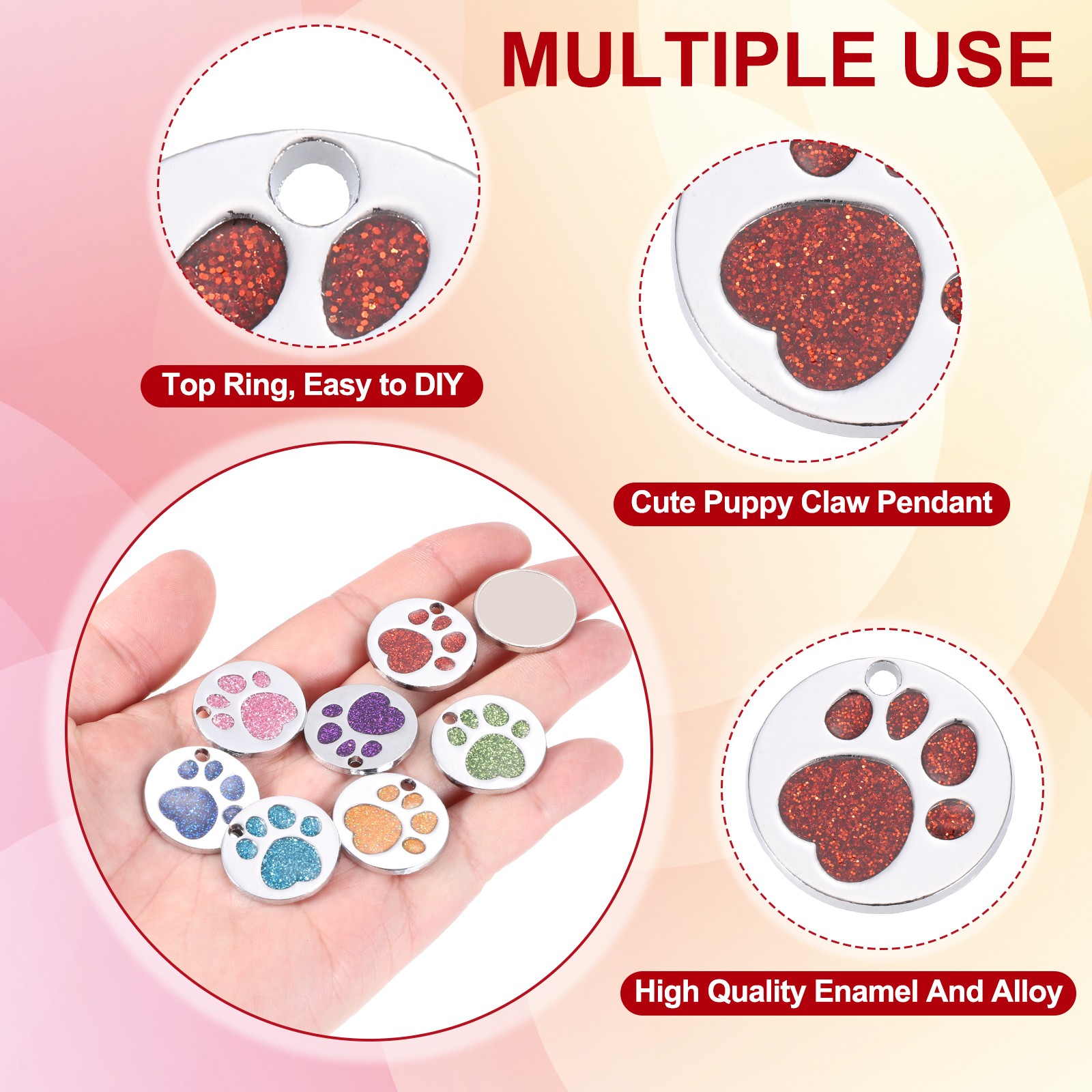 Enamel Paw Print Charm, 10Pcs Alloy Enamel Pendants, Orange/Dark Orange