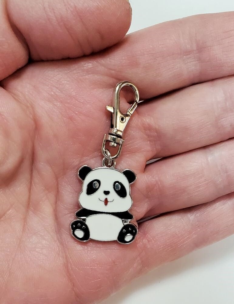 LUCKY PANDA BEAR CHARM DOG CAT COLLAR JEWELRY OR ZIPPER PULL PURSE BACKPACK BAG