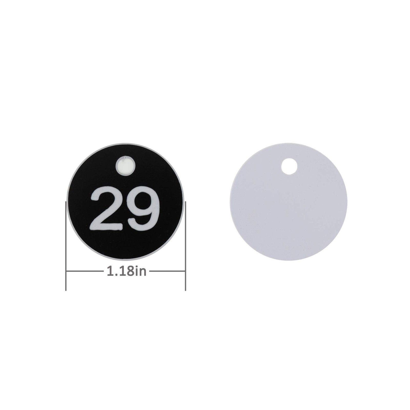 Plastic ID Engraved Number Keys Tags Without Key Rings (1-100, Black) 1-100