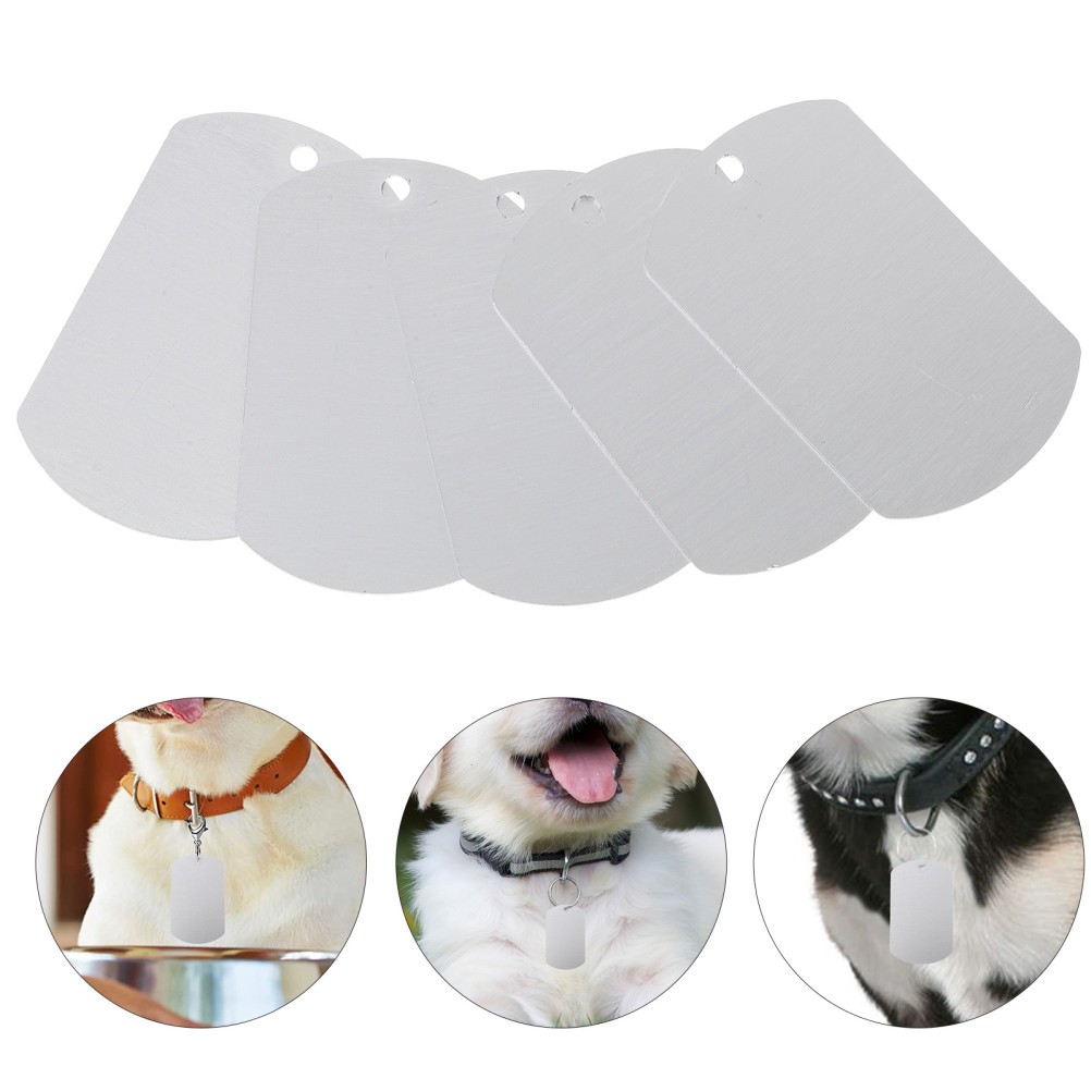 20Pcs Reusable Aluminum Pet Id Tags Blank Dog Tags Silver for Engraving