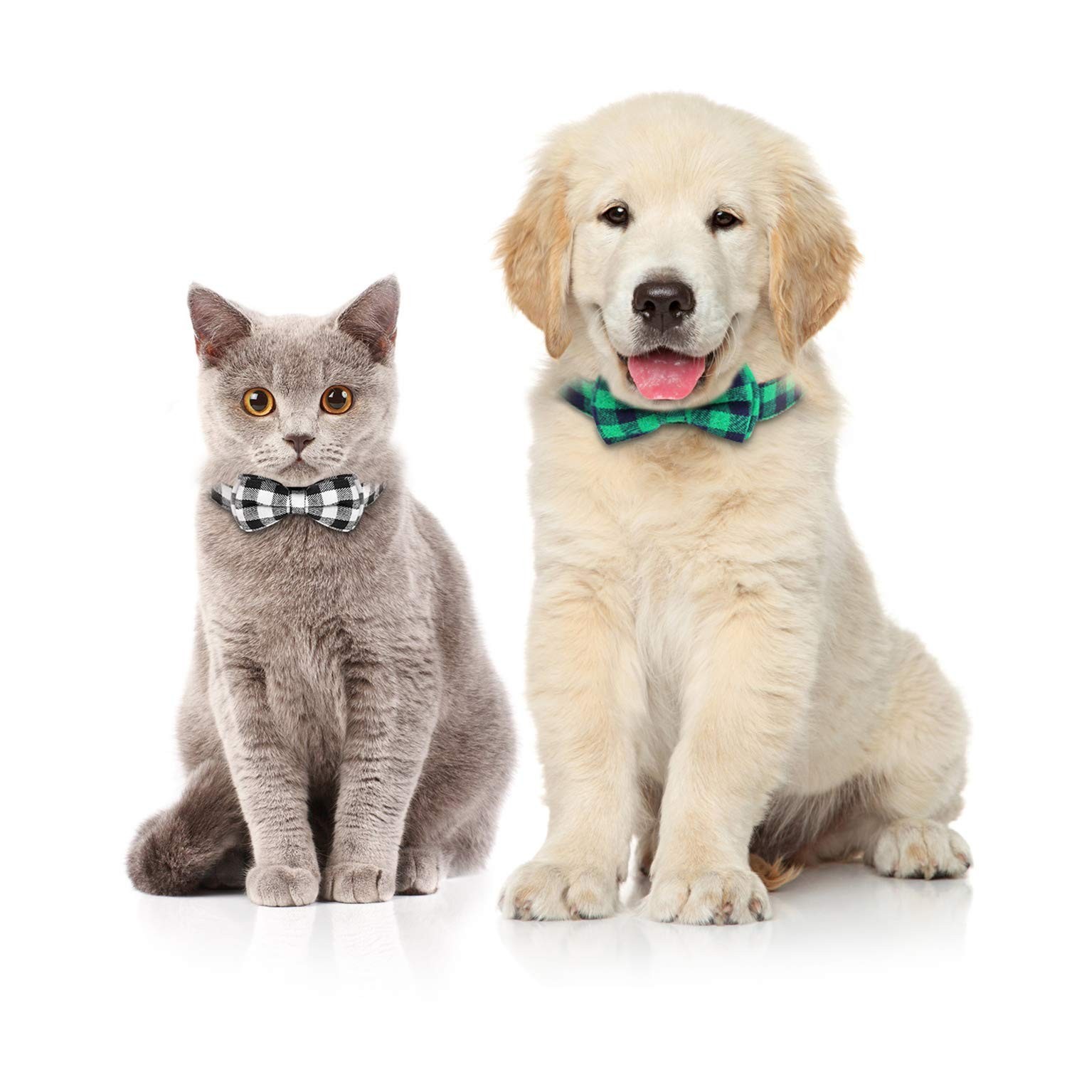 Dog Bow Tie, TAGATMI Plaid Bow Tie Dog Collar Unique Lock Buckle Soft Comfort…
