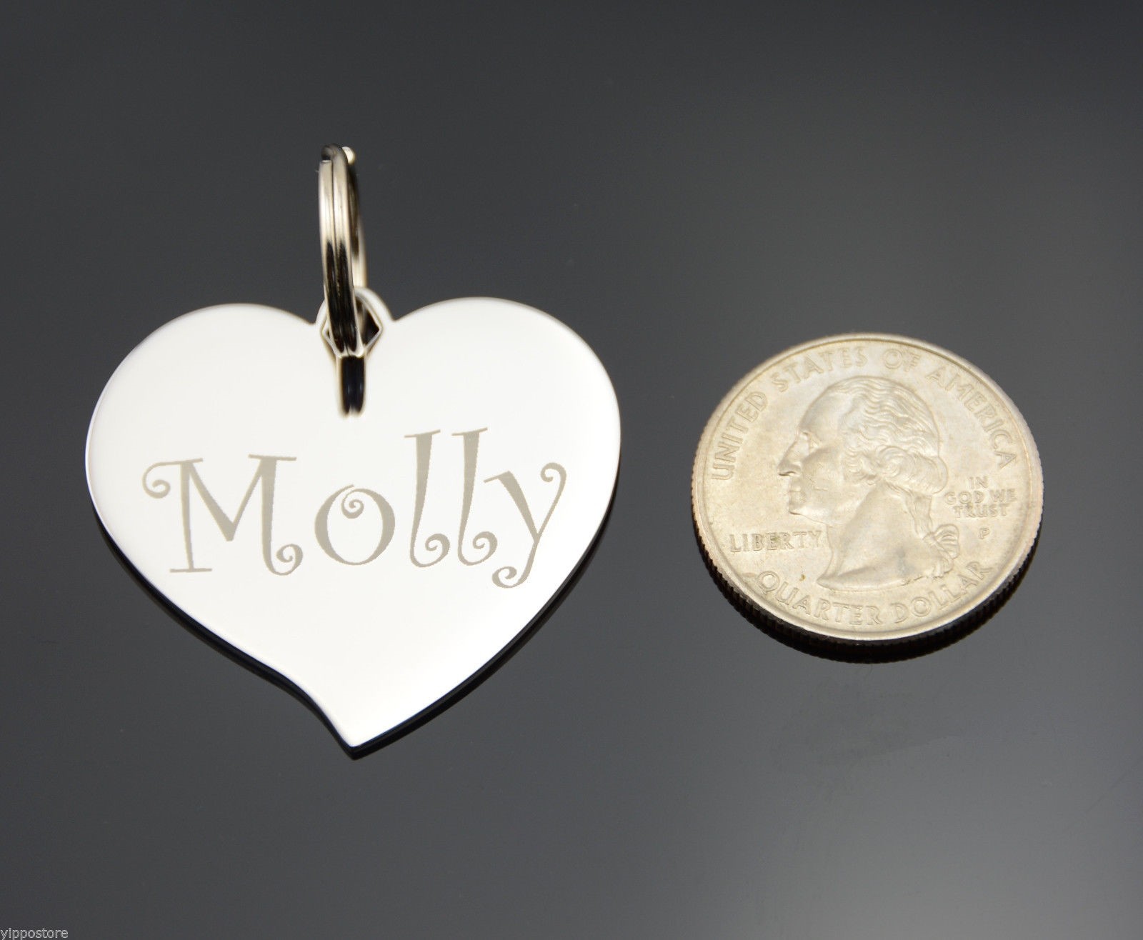 Custom Engraved Personalized Stainless Steel Teardrop Heart Dog Tag Pet ID Name
