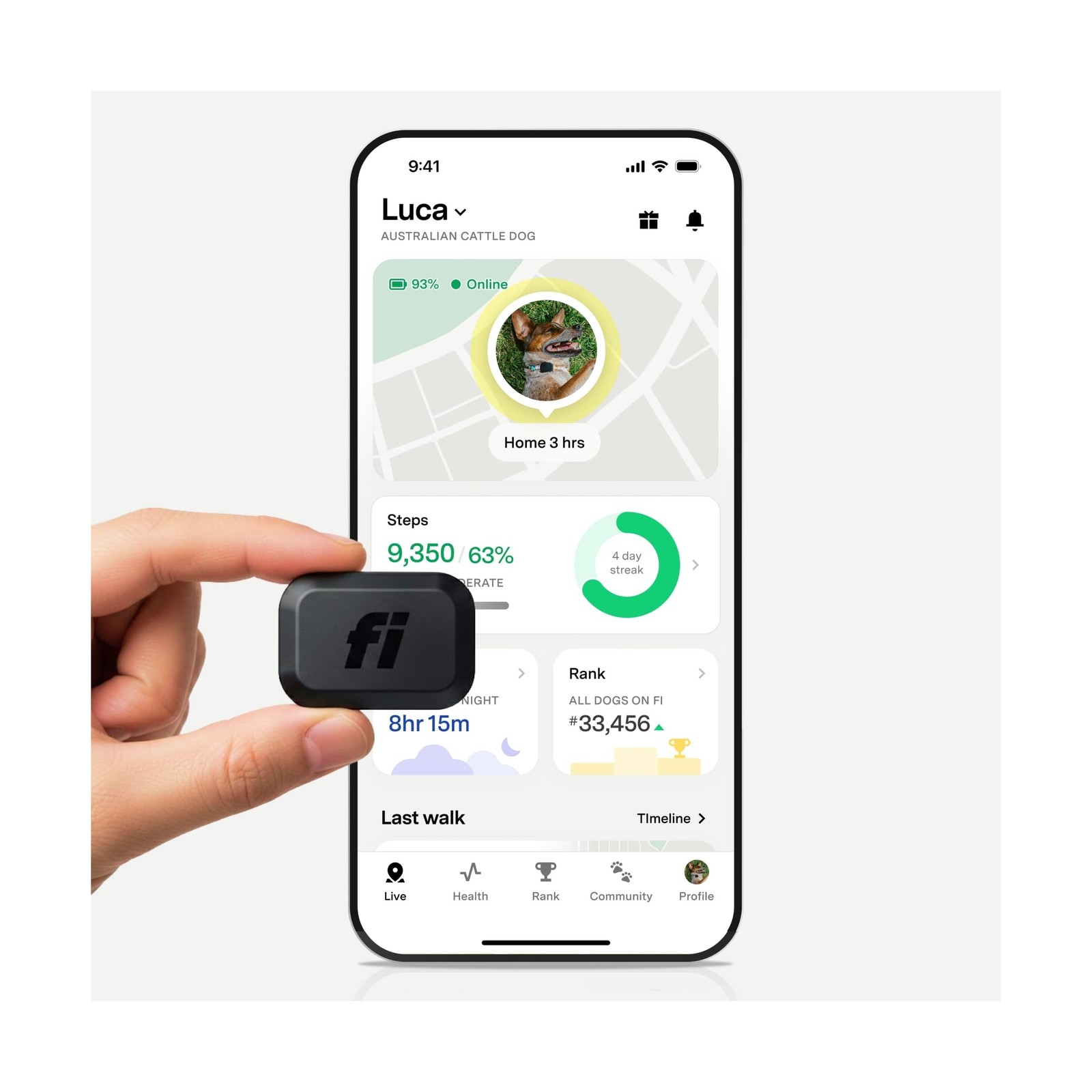 Fi Mini GPS Tracker for Dogs — 6-Month Membership Included — Smart P