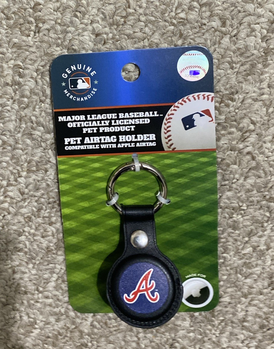 Pets MLB Keychain Apple Air Tag Holder for Dogs&Cats Leather “Braves”AirTag Case