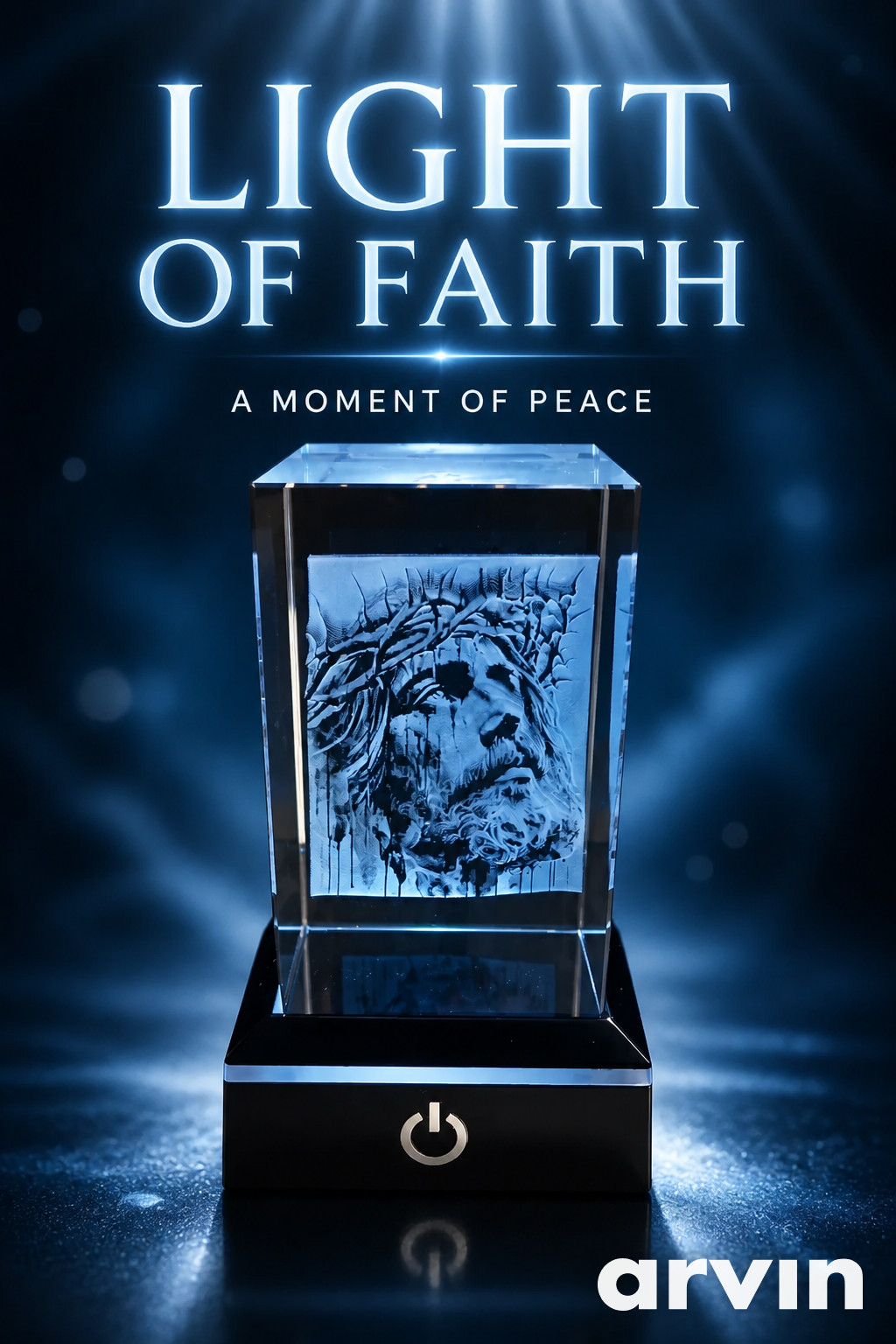 Crystal engraved with your pet photo Free LED light base