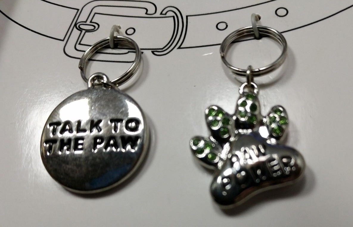 Pawsitively Spoiled Pet Collar Charm Talk To The Paw And Paw Power Lot C5-1