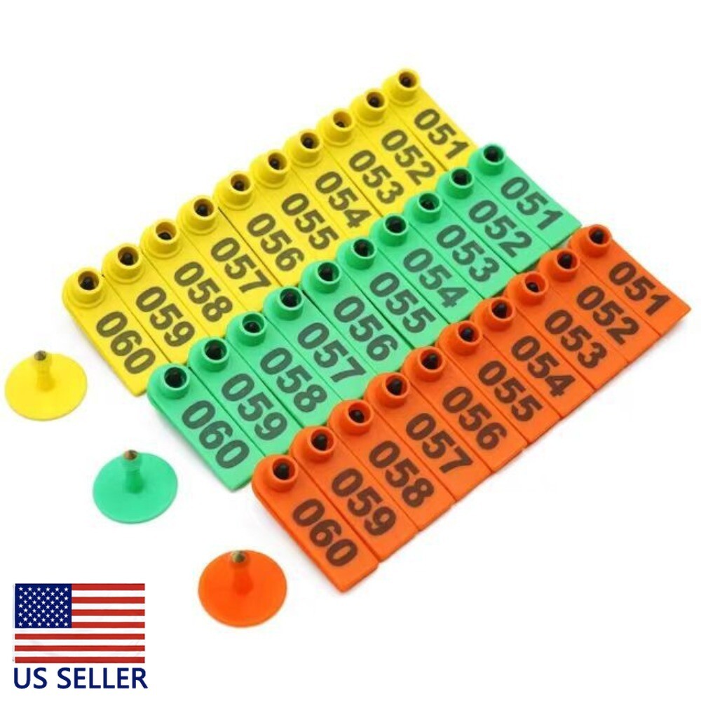 Livestock Ear Tag Felenny 1-100 Numbers Animal Tags for Cow Cattle Goat Sheep Pi