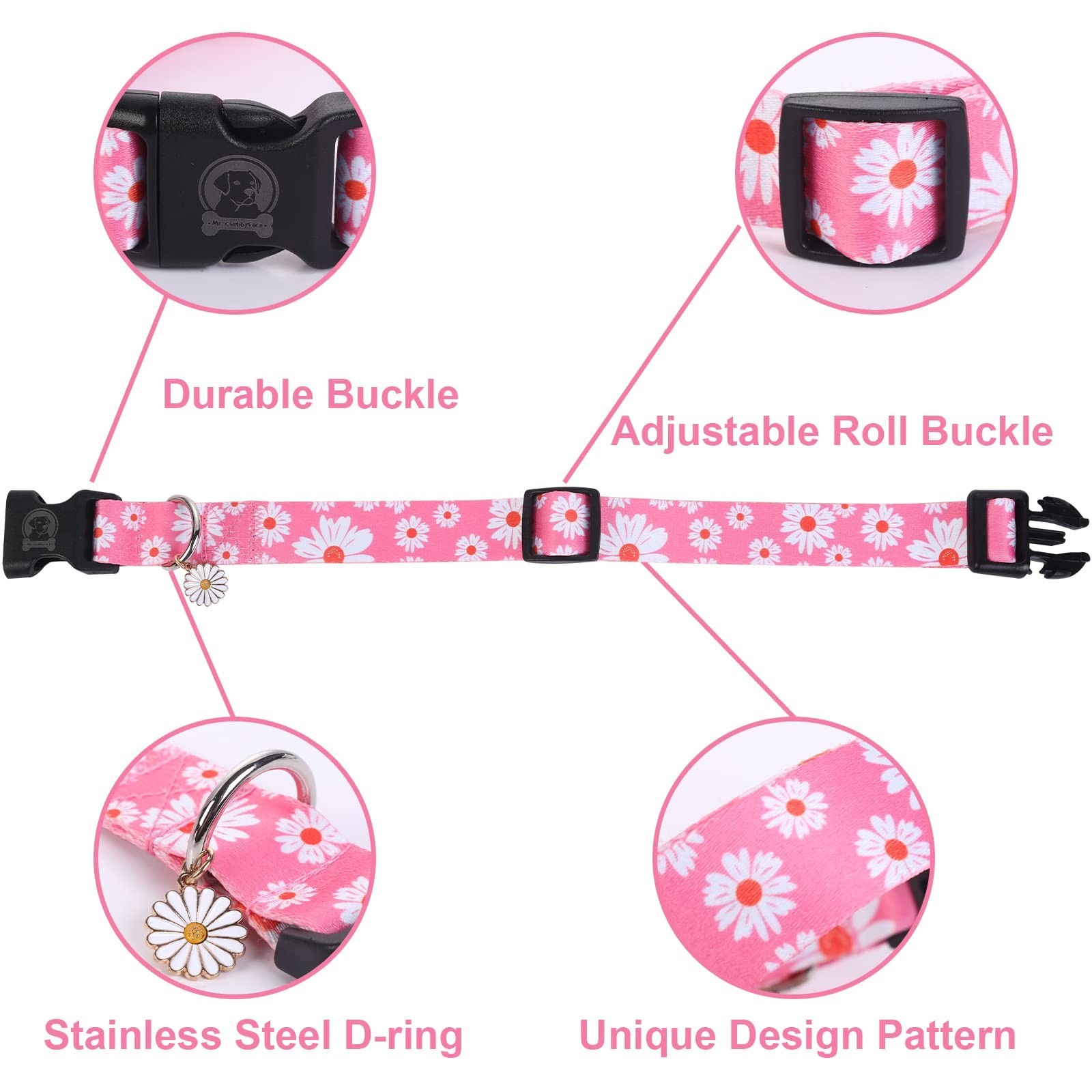 MR. CHUBBYFACE Flower Daisy Dog Collar Spring Floral Soft Adjustable Pet Boy …