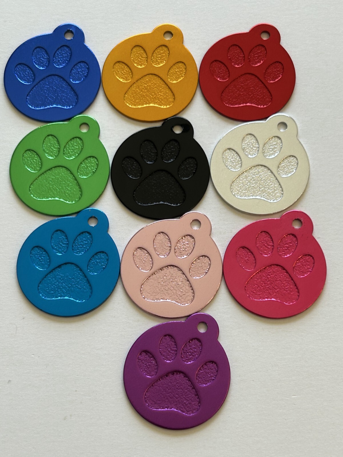 Custom Engraved Personalized Paw Print Pet ID Tag-2 Sizes-10 Color Choices