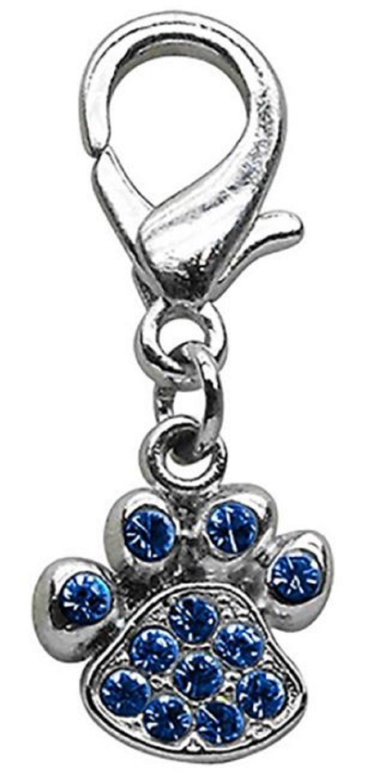 Crystal Paw Pet Collar Charm or Purse Charm – Choose Clear or Blue