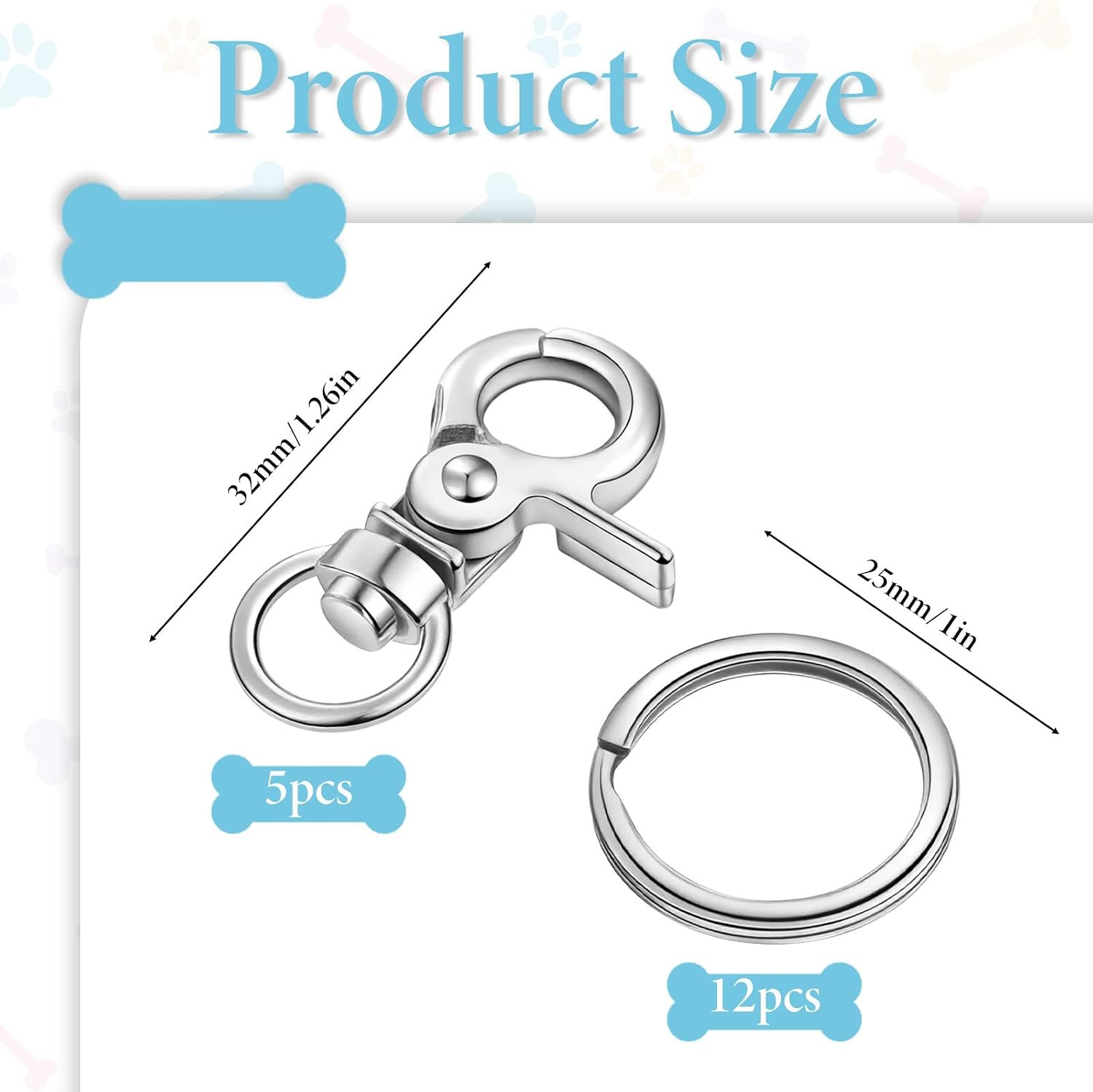 Dog Tag Clip, 17PCS Heavy Duty Quick Clips Cats & Dogs Collar Clip for ID Tag…
