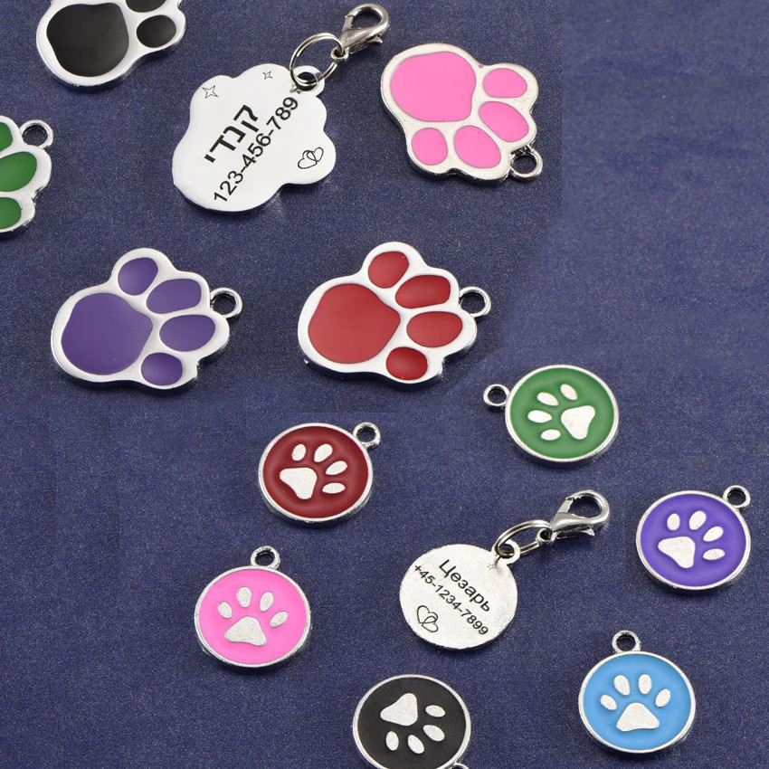 Pet Id Paw Tag for Dog, Puppy, Kitten, Cat Collar Accessories, Dog ID Tag, Free