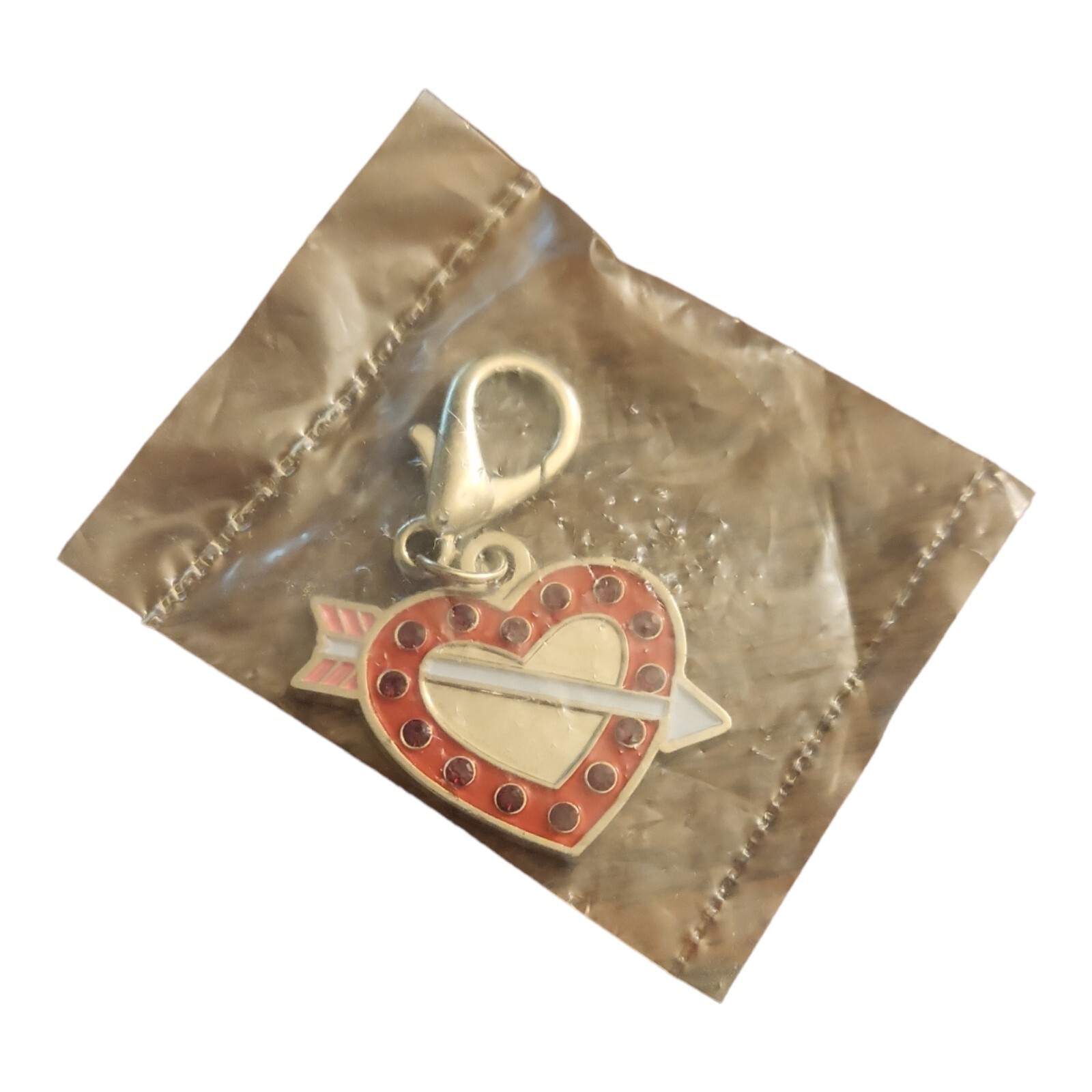 PetCo Dog or Cat Collar Charm New in Bag Red Heart with Rhinestones Arrow