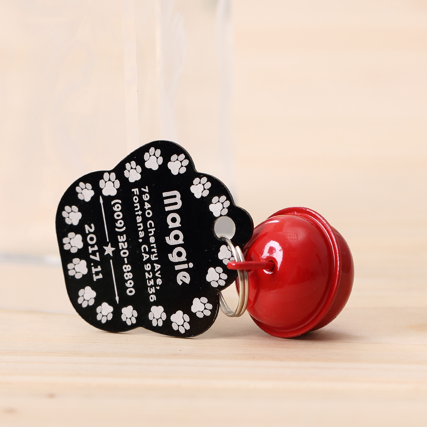 CUSTOM ENGRAVED PERSONALIZED PET TAG ID DOG CAT NAME TAGS WITH BELL ENGRAVED