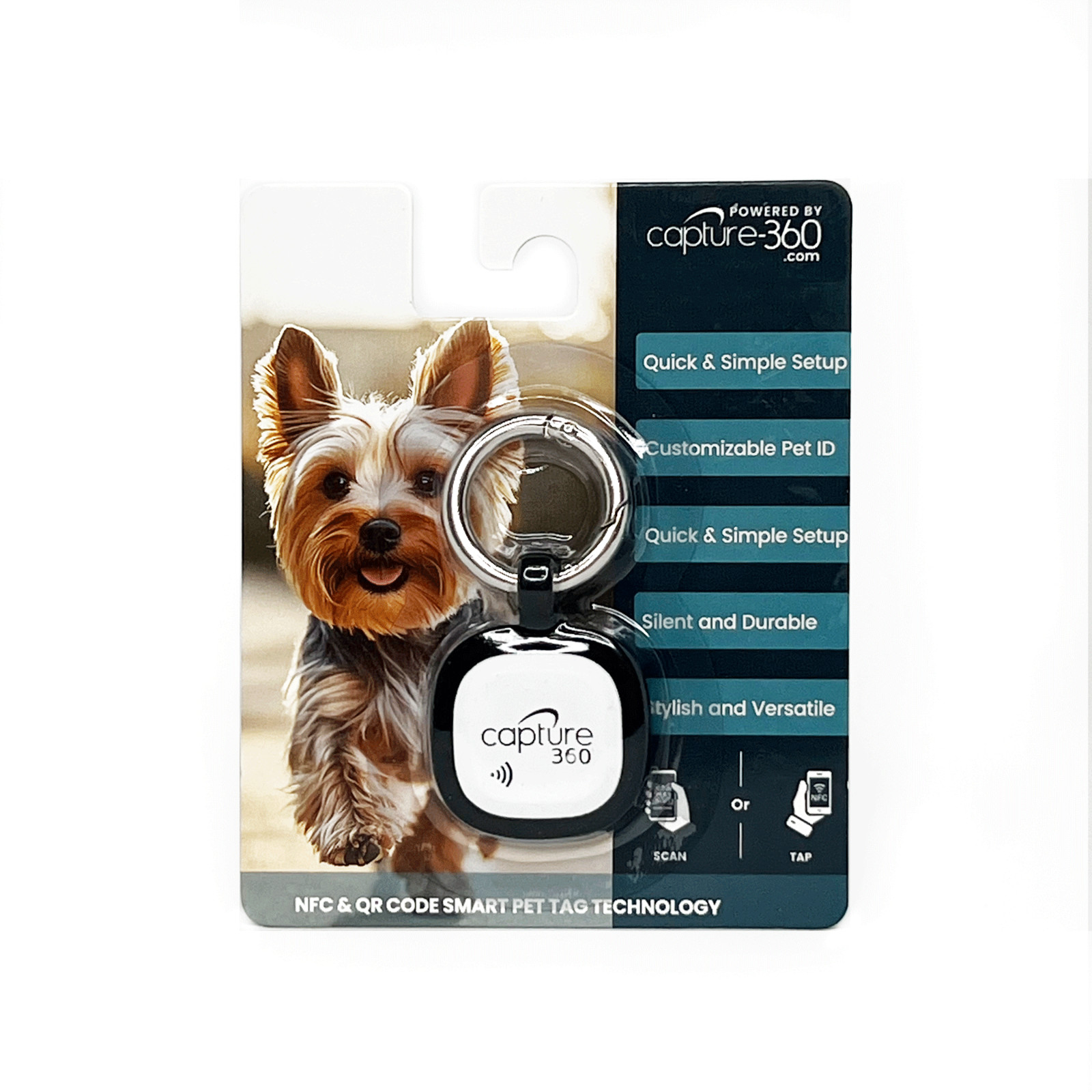 Capture 360 NFC / QR Code Smart Pet ID Tag – Silicone Tag for Dog & Cat