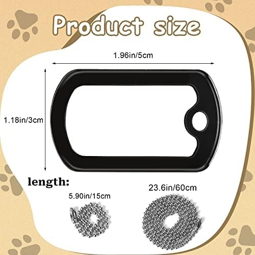 10 Pack Dog Tag Silencers, Black Engraved Tag Silicone Case with 4 Chains Army D