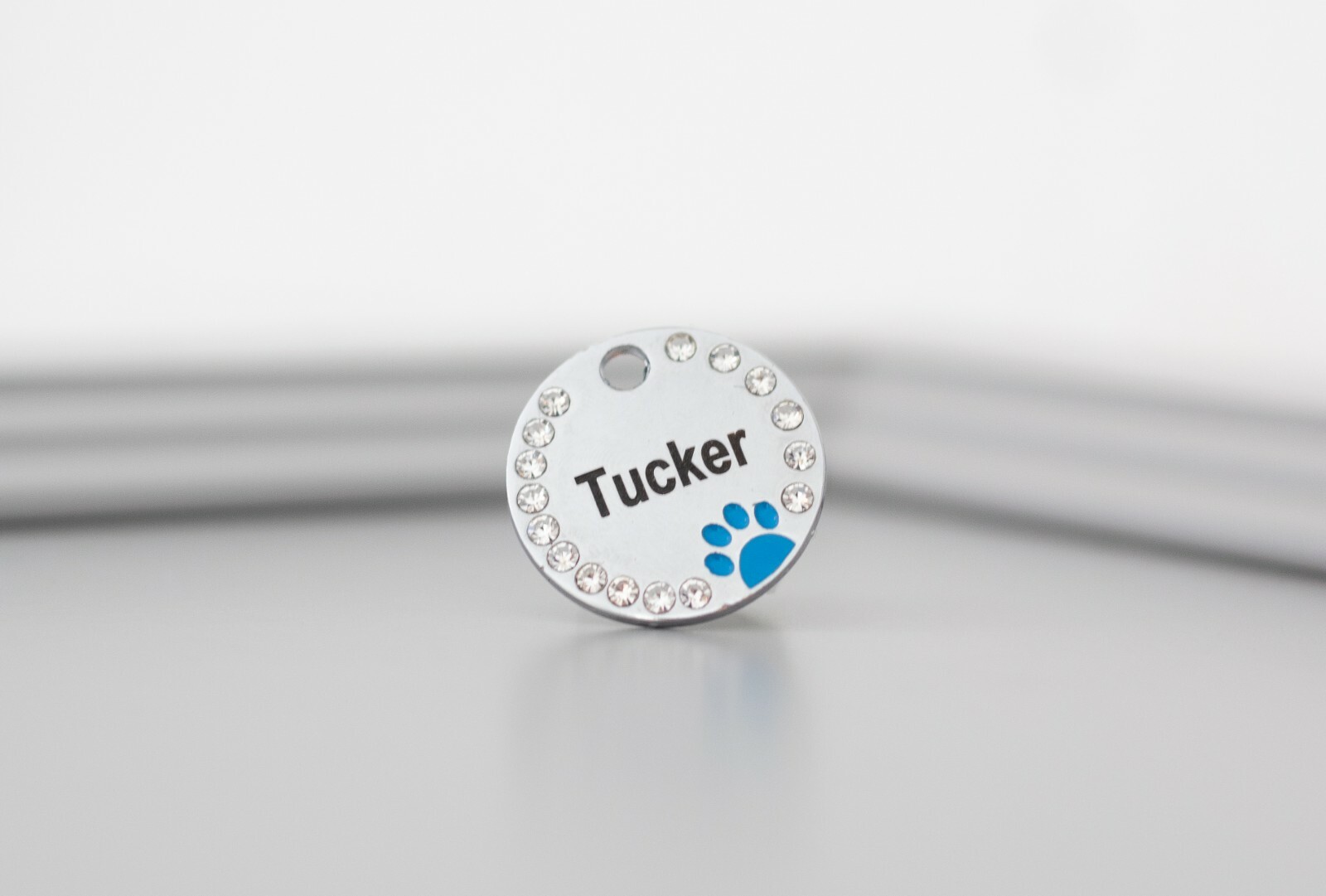 Custom Sparkling Paw Double Sided Pet Tags Crystals Pet ID Engraved Cute Dog ID