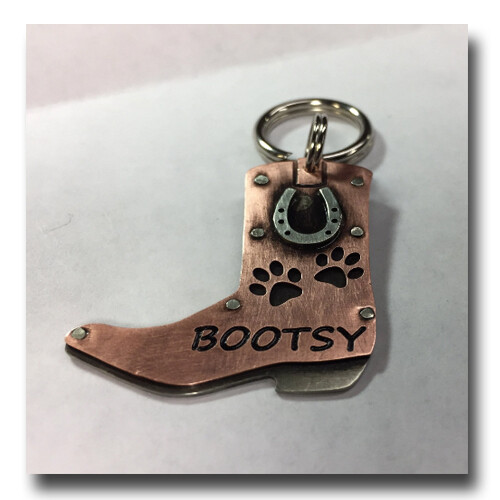 Cowboy Cowgirl Boot Pet ID Dog Name Tag Free Engraving Copper Nickel Silver