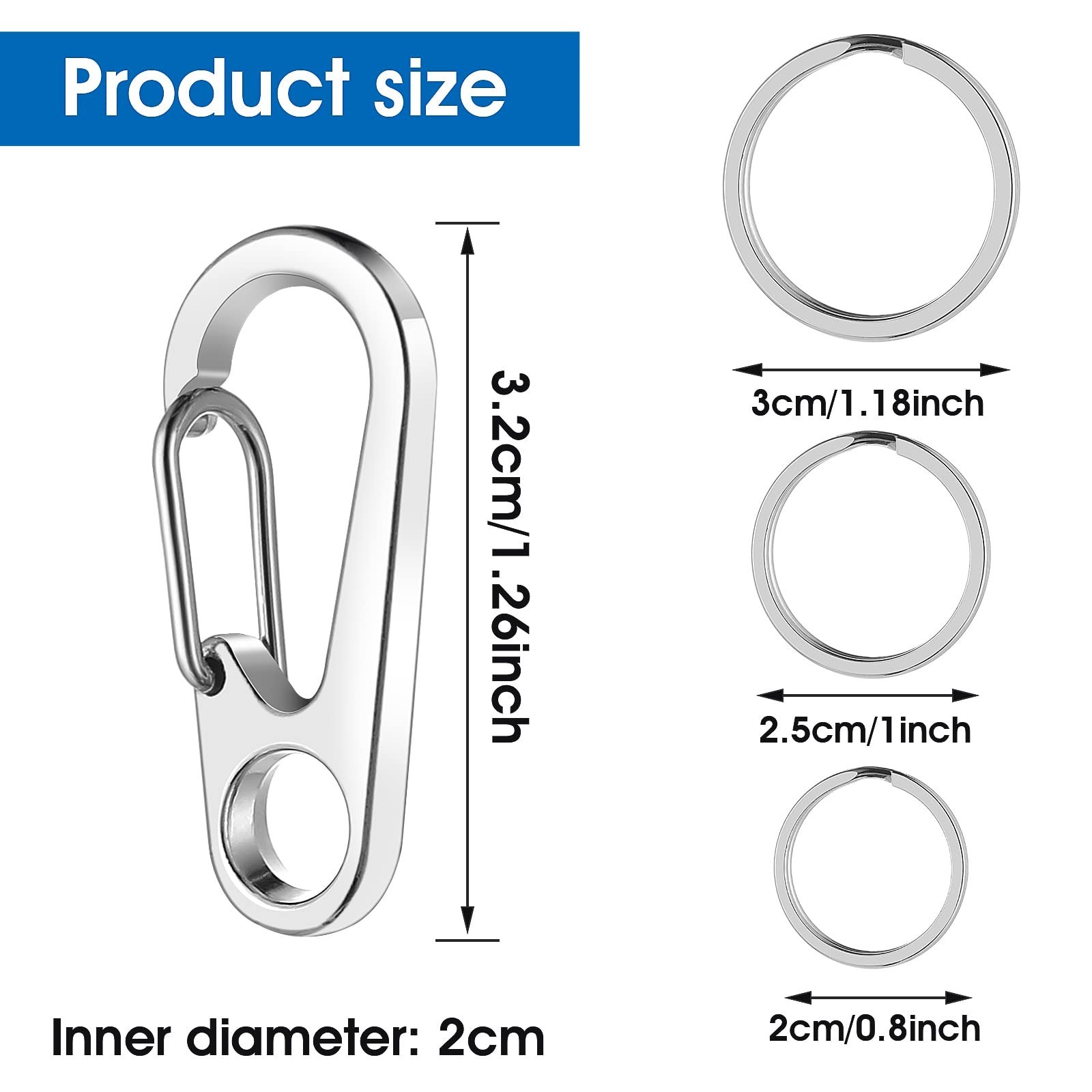 24 PCS Dog Tag Clips with Rings Stainless Steel Pet ID Quick Release Collar Harn