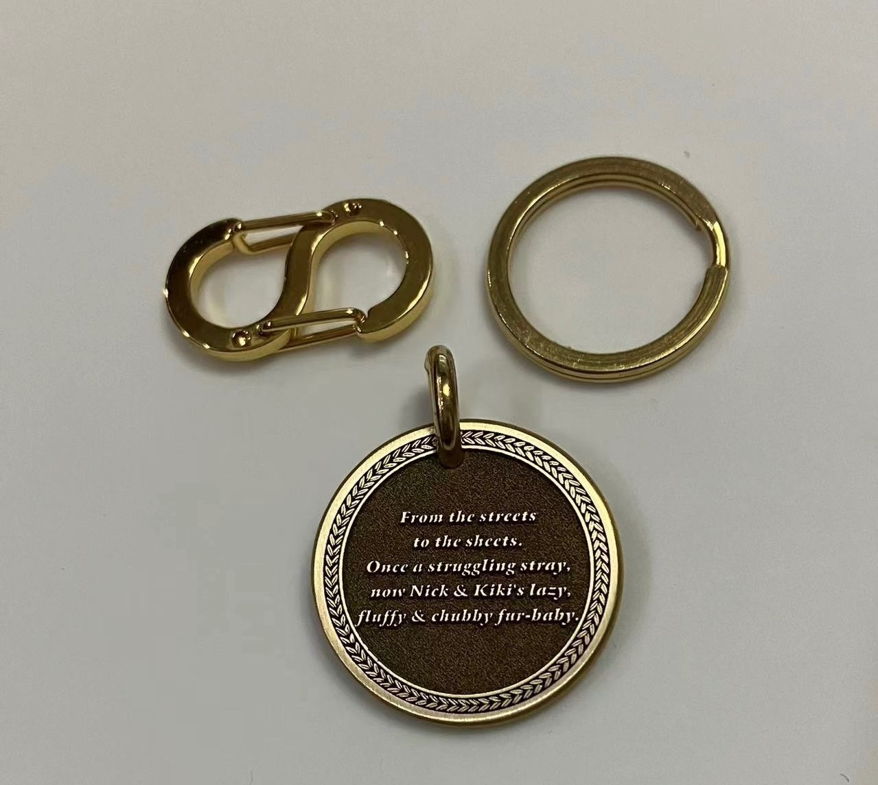 Custom Pet Photo ID Tag | 4 Border Styles & 4 Sizes | Solid Brass Coin