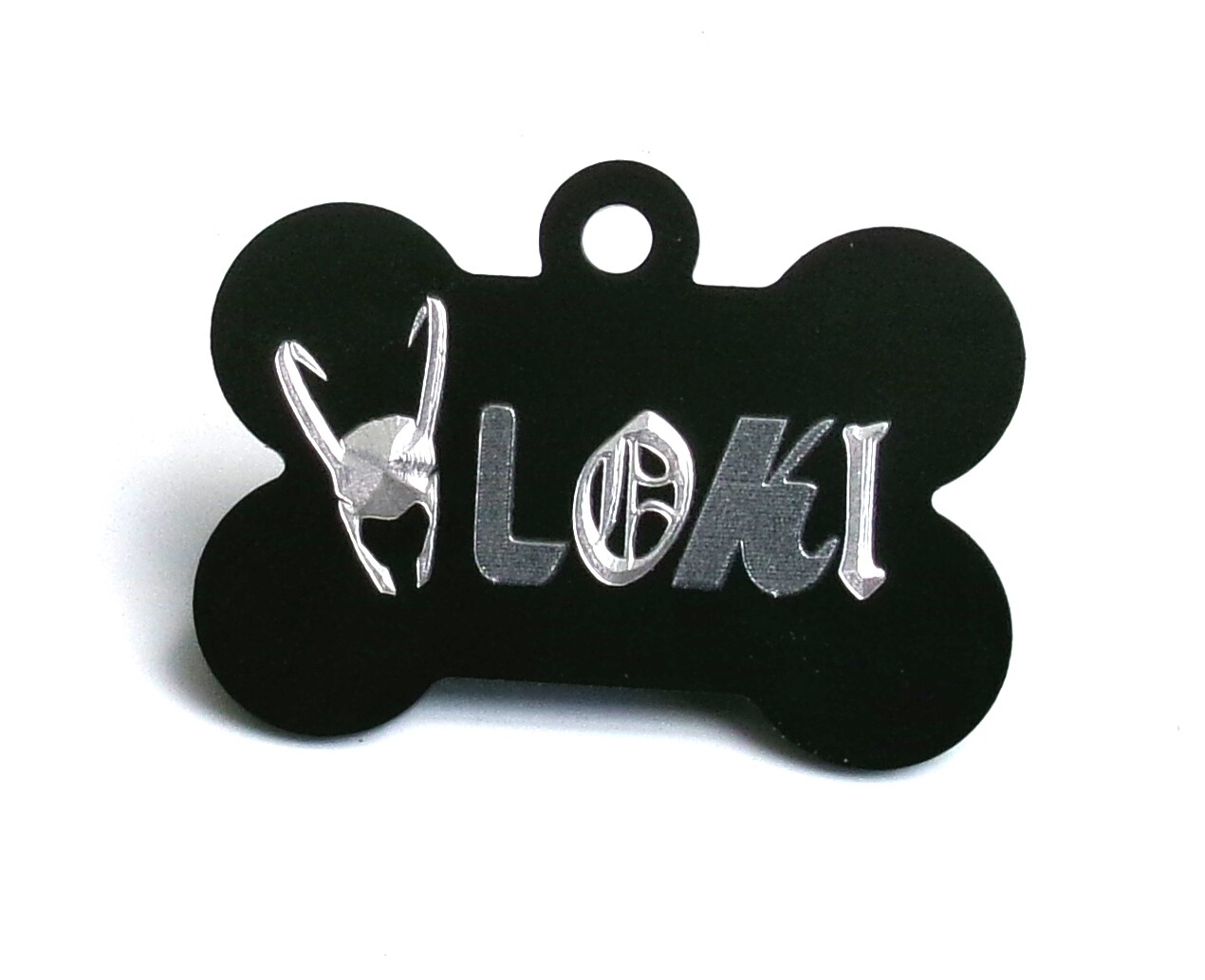 LOKI DOG TAG PERSONALISED 38MM BONE ID TAG CHOICE OF SIX STYLES & NINE COLOURS
