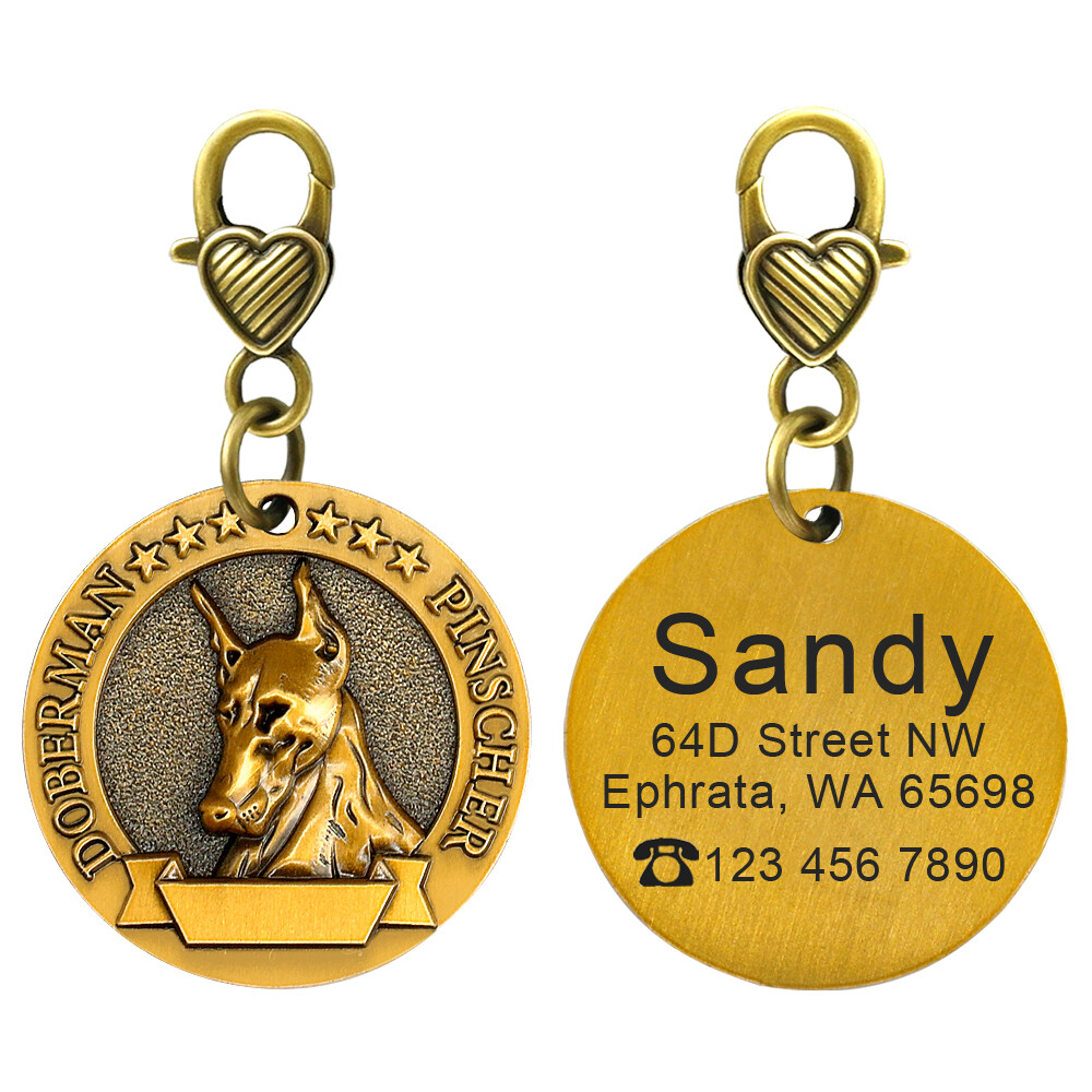 Personalized Dog 3D Tag Round Heavy Duty Custom Pet ID Name Collar Disc Engraved