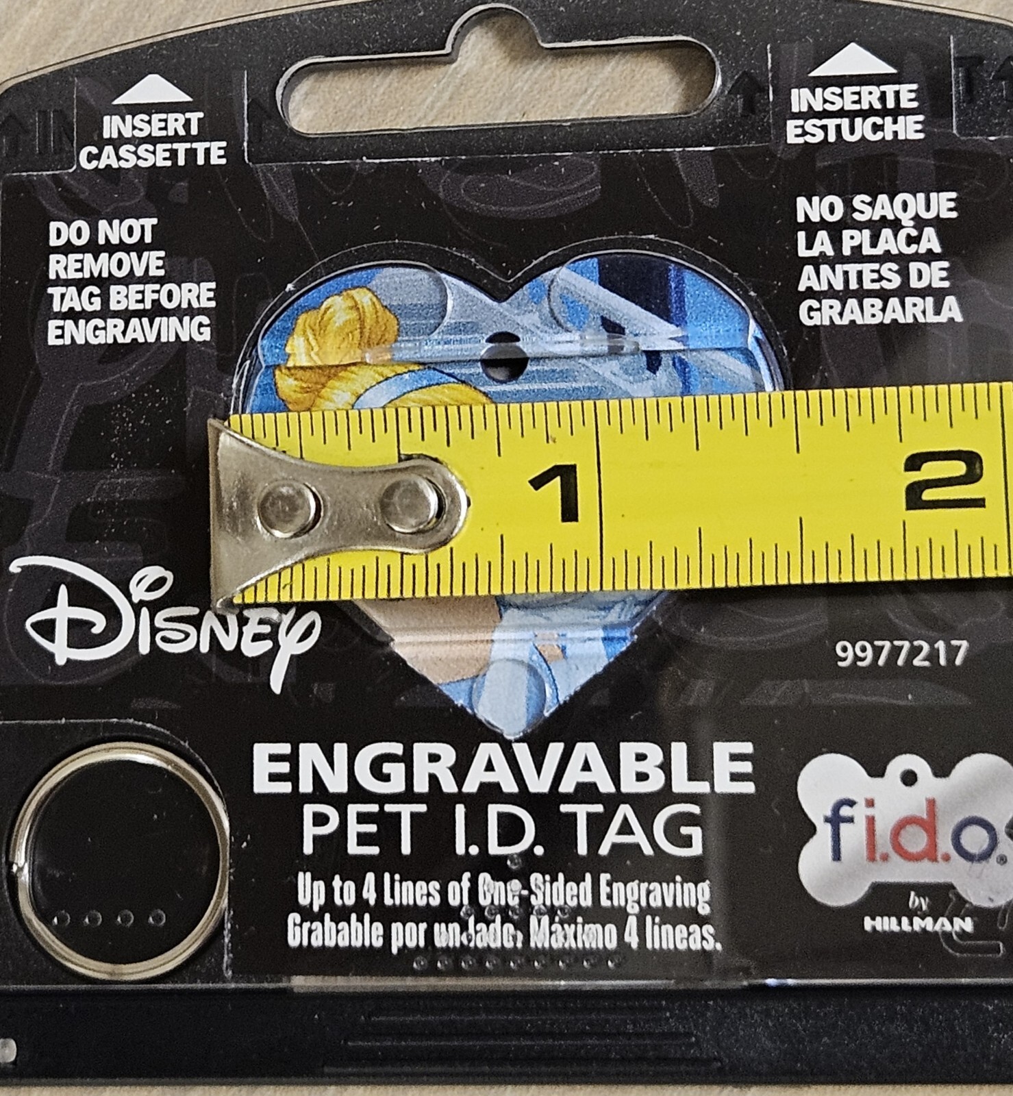 DISNEY ENGRAVABLE PET I.D. TAG HEART SHAPE CINDERELLA PRINCESS fi.do. NWT