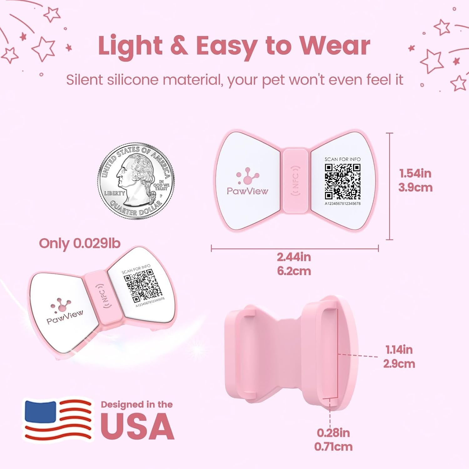 Smart Pet ID Tag, QR Code Dog Tag, No Subscription Fee, Waterproof Silent Sil…