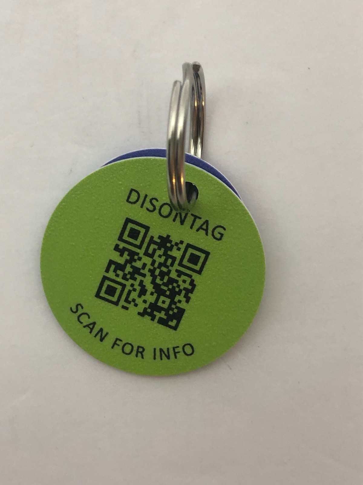 Disontag QR Code Dog Tag, Purple W/ Sunshine, New in Package