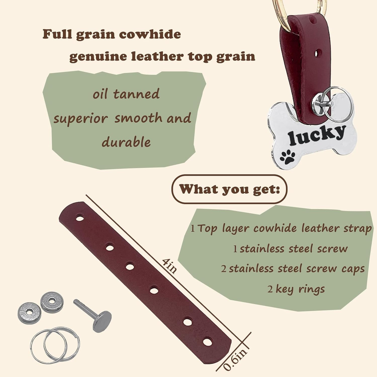 Pet ID Tag Silencer Dog & Cat Collar Leather Connector | Holder Up to 4 Dog …