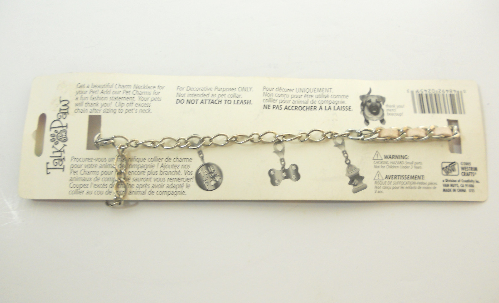 Talk to the Paw Dog Charm Necklace Silver Tone Pink Suede 10 – 18 inches New