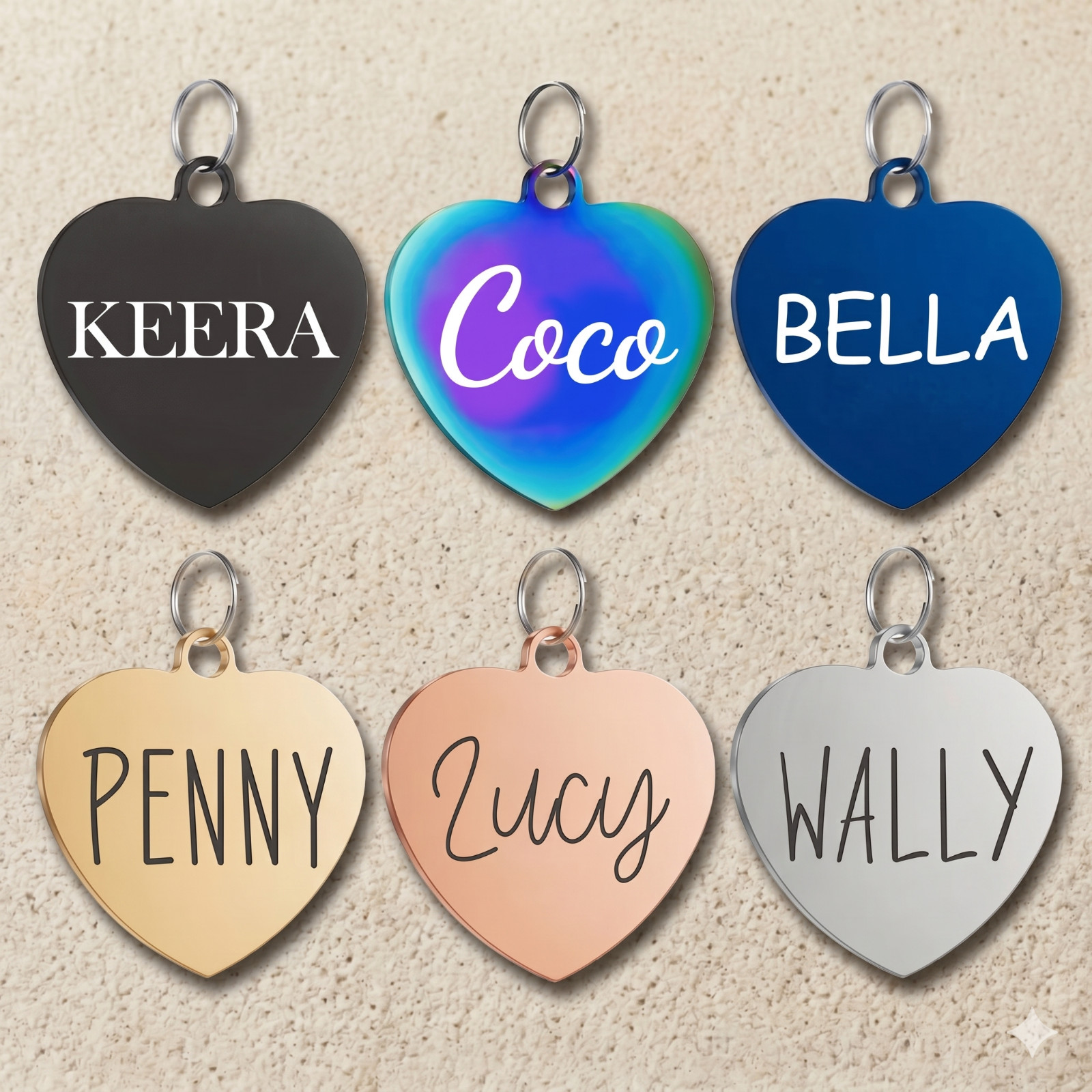 Custom Heart Pet ID Tag Deep Engraved Stainless Placa Corazon Perro Gato USA