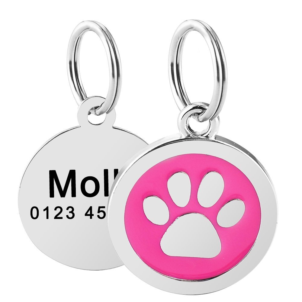 Personalized Dog Tags Custom Engraved Cat Dogs Pet ID Name Tags Collar Bling Paw