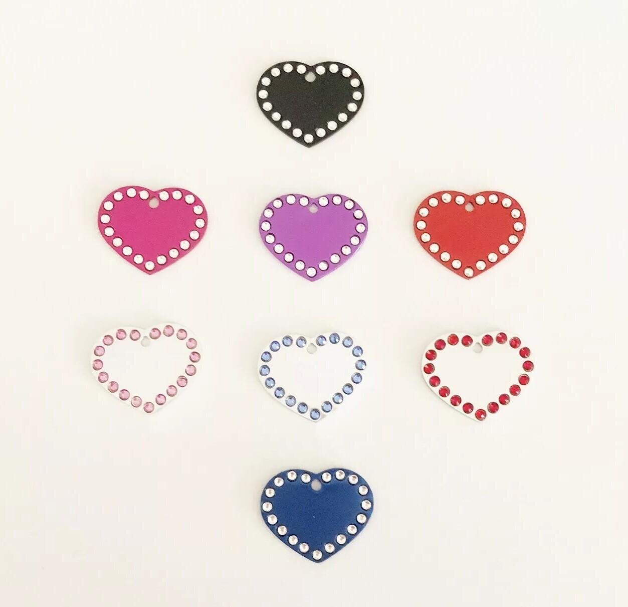 SMALL Crystal Heart Shaped Custom Pet ID Name Tag Cat Dog FREE ENGRAVE/POST
