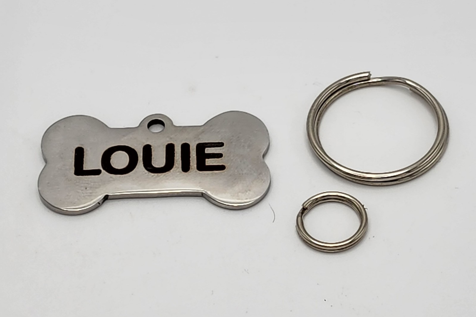 Deep Engraved Stainless Steel Bone Pet ID Tag, Double-Sided, Lifetime Warranty