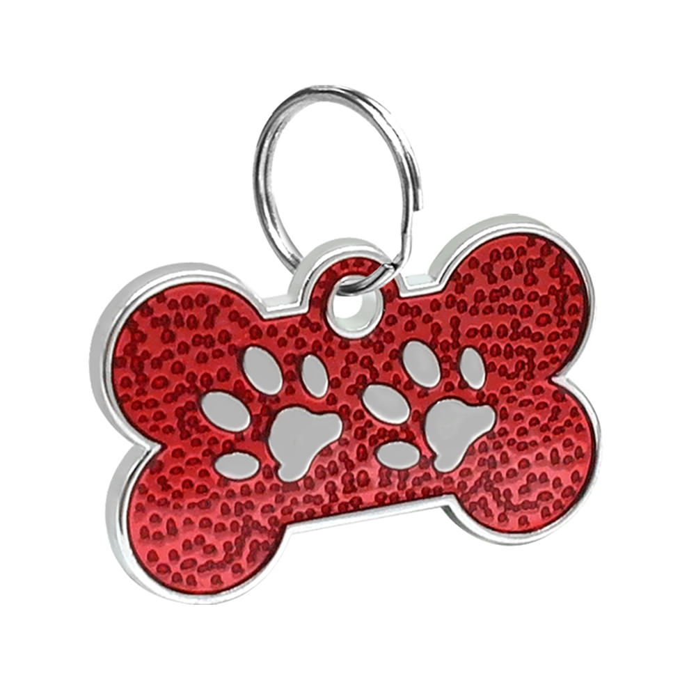 Personalized Dog Name Tags Cat Puppy Pet ID Collar Engraved Tag Bone Paw Glitter